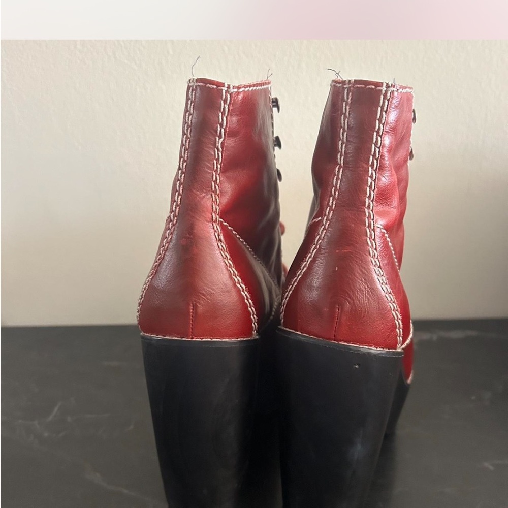 Jeffrey Campbell Red Lace Up Platform Boots - Picture 5 of 5